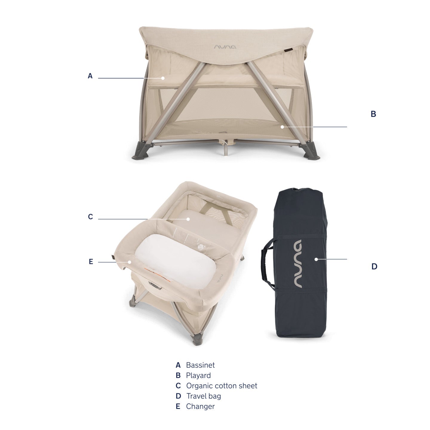 Nuna SENA Aire Playard with Zip-Off Bassinet + Changer