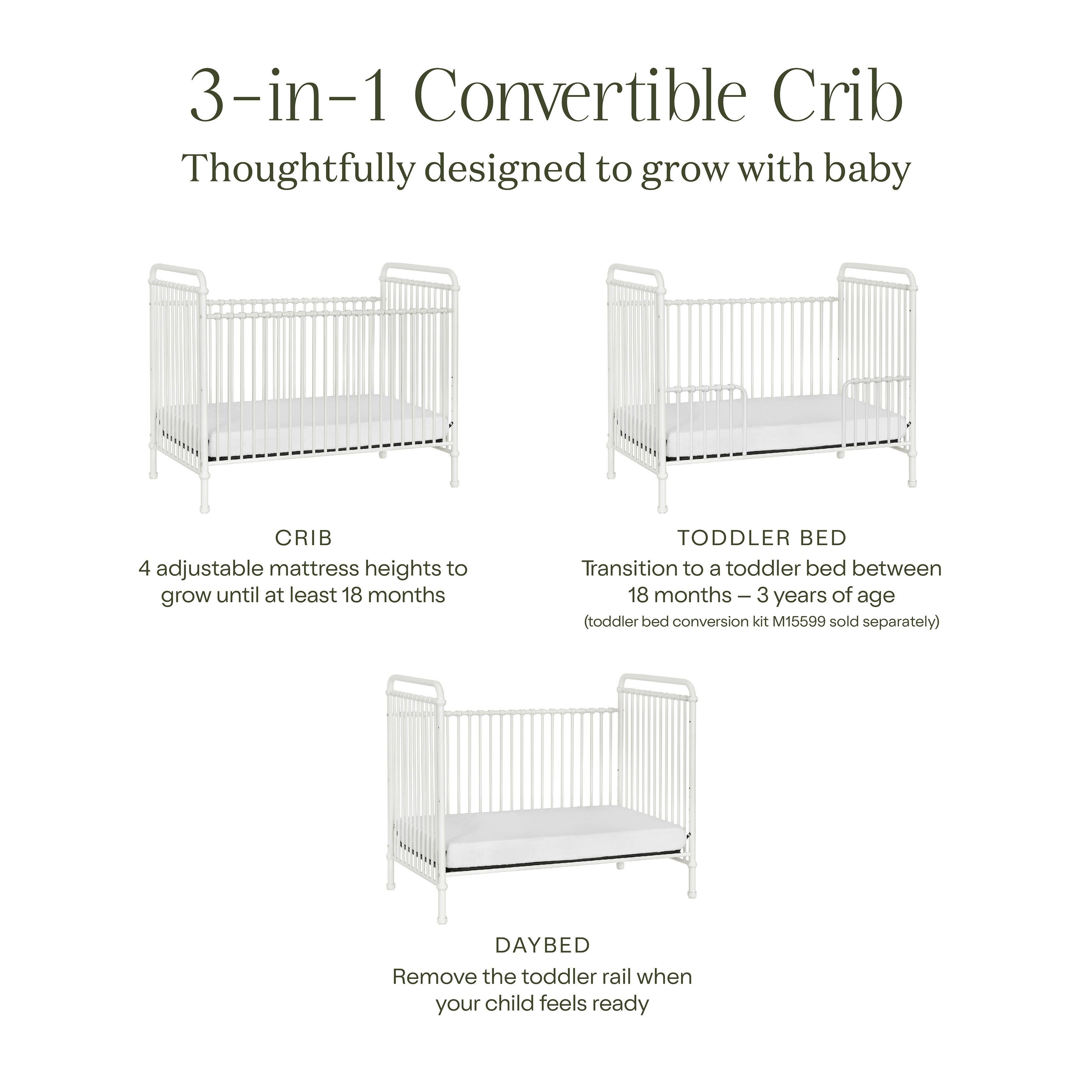 Namesake Abigail 3-in-1 Convertible Crib