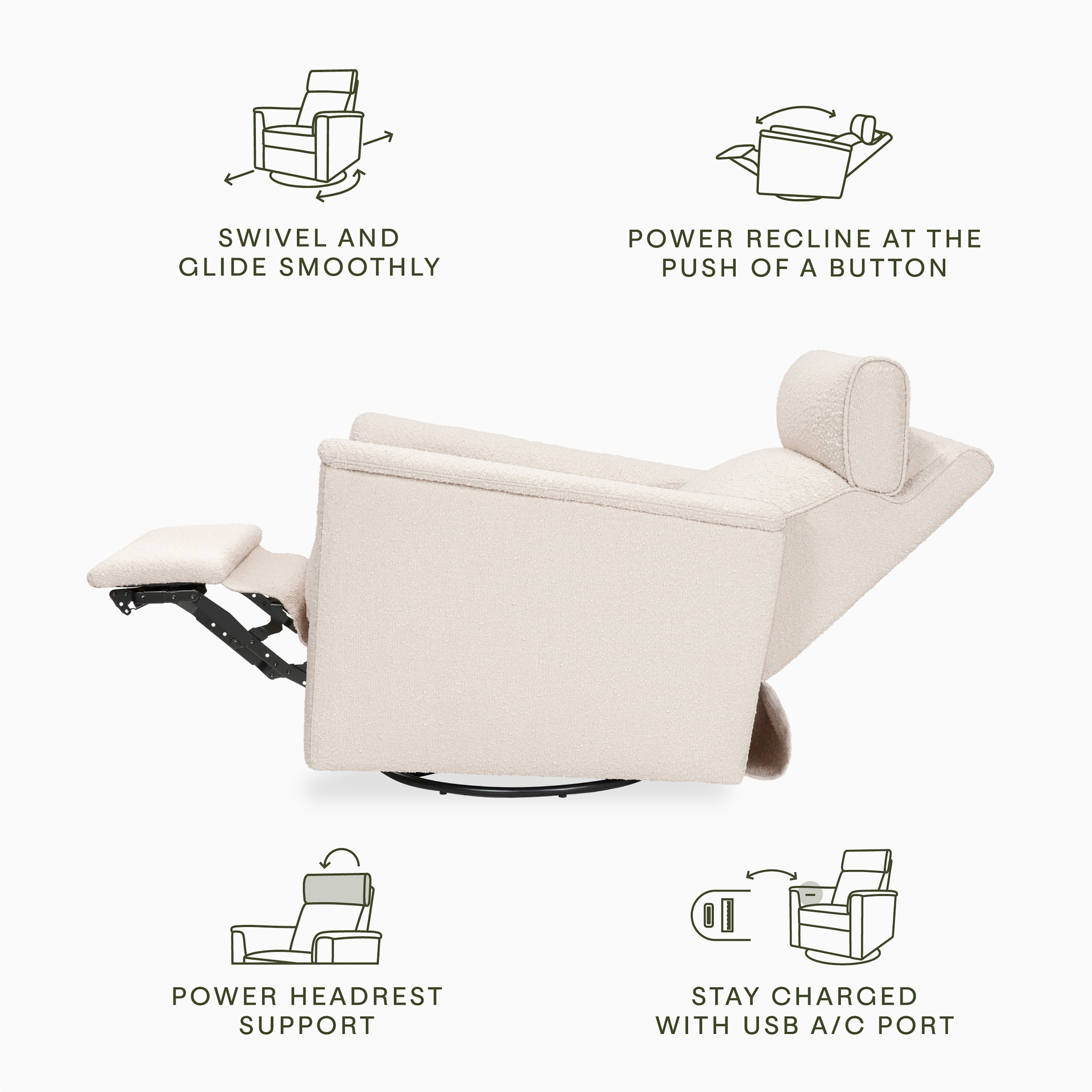 Monogram by Namesake Willa Plus Power Glider Recliner + Power Headrest