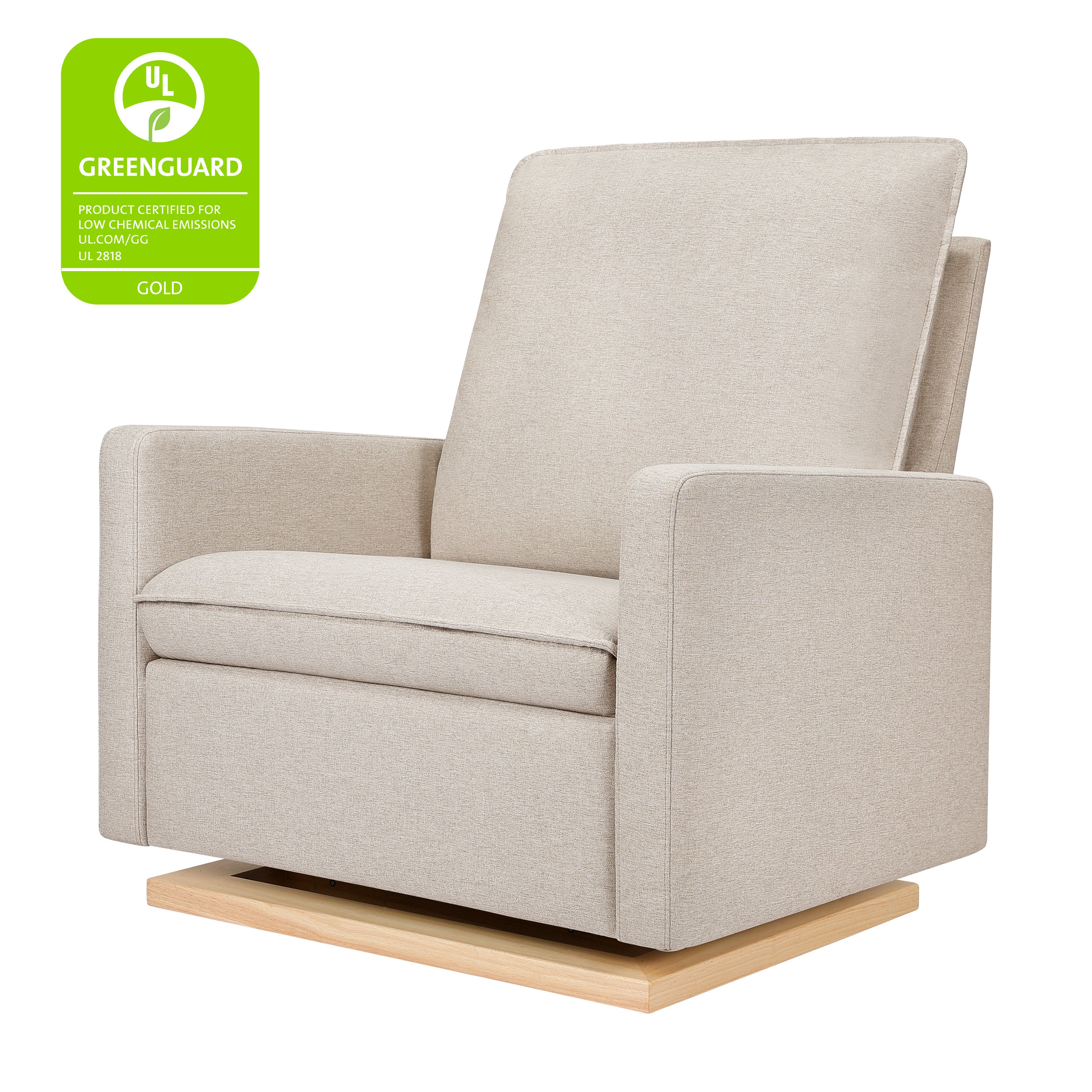 Babyletto Cali Pillowback Chair and a Half Glider in Eco-Performance Fabric | Water Repellent & Stain Resistant
