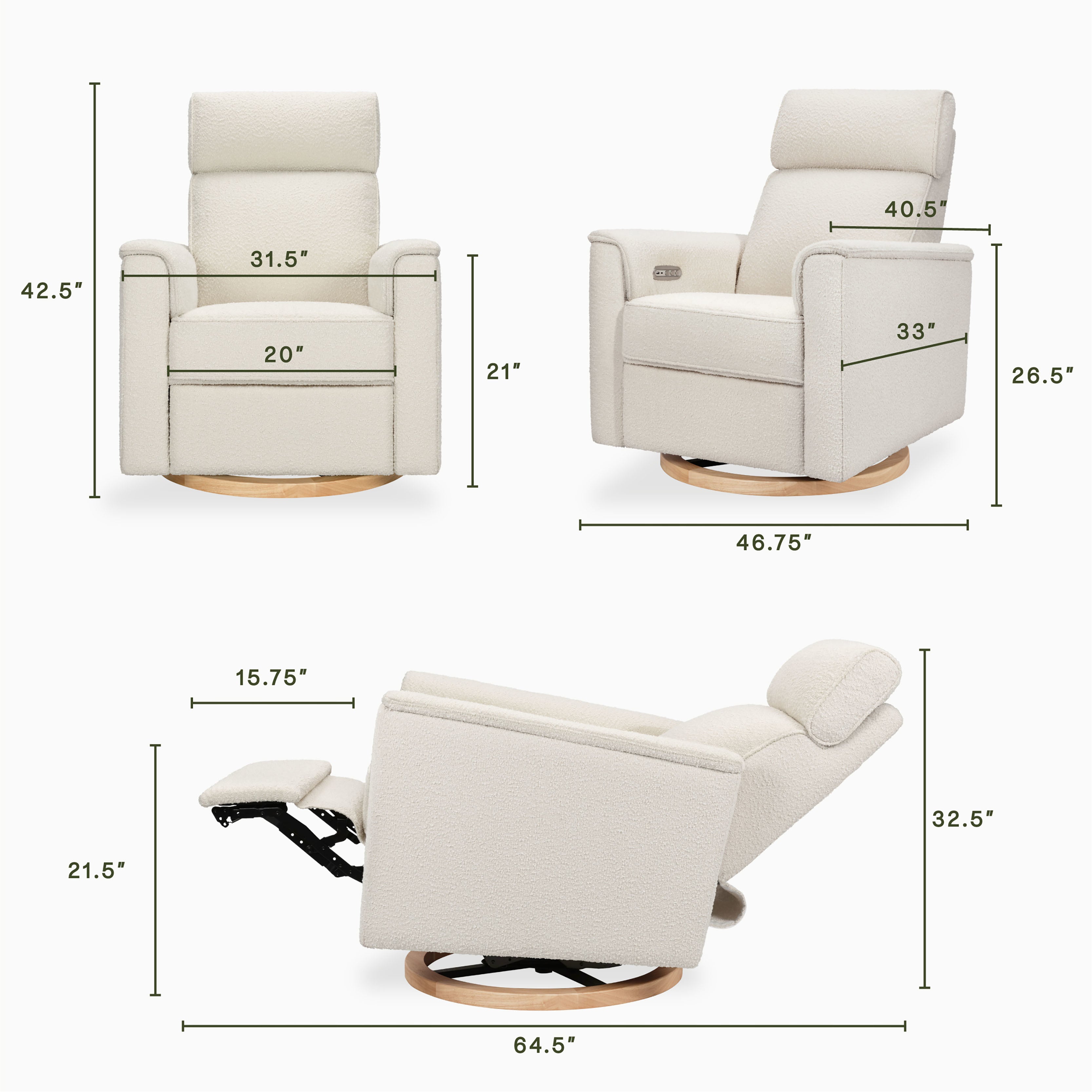 Monogram by Namesake Willa Plus Power Glider Recliner + Power Headrest