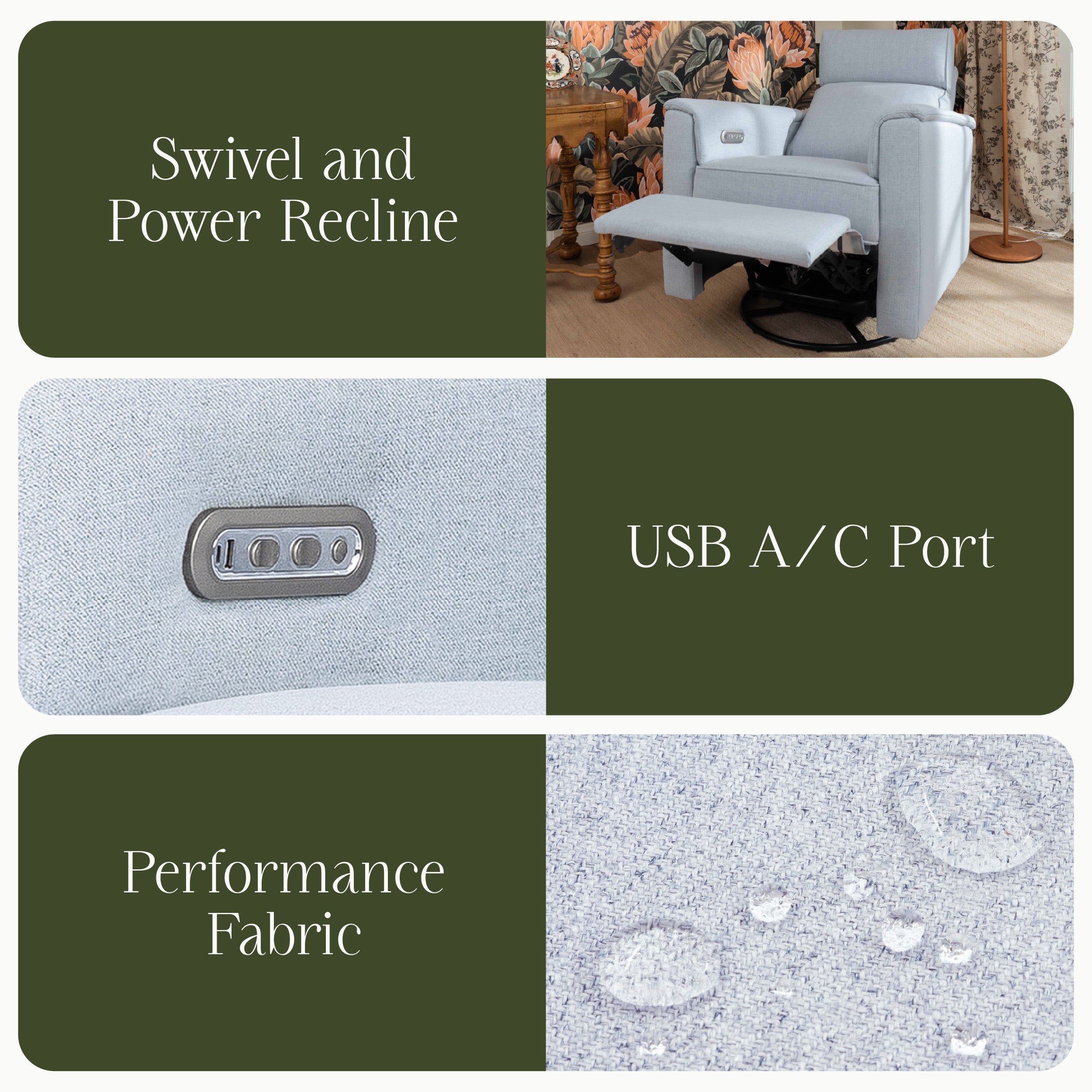 Monogram by Namesake Willa Plus Power Glider Recliner + Power Headrest