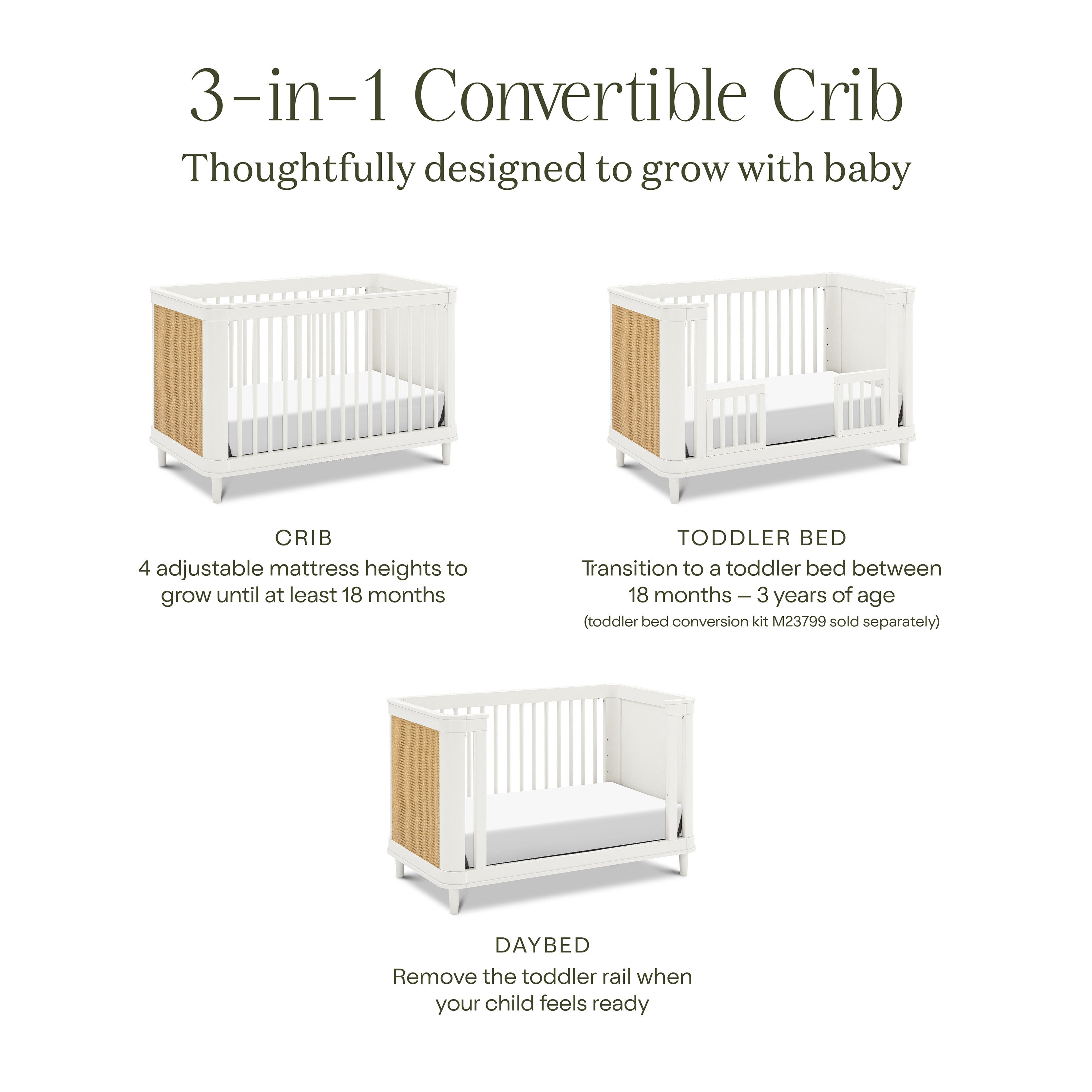 Namesake Marin with Cane 3-in-1 Convertible Crib