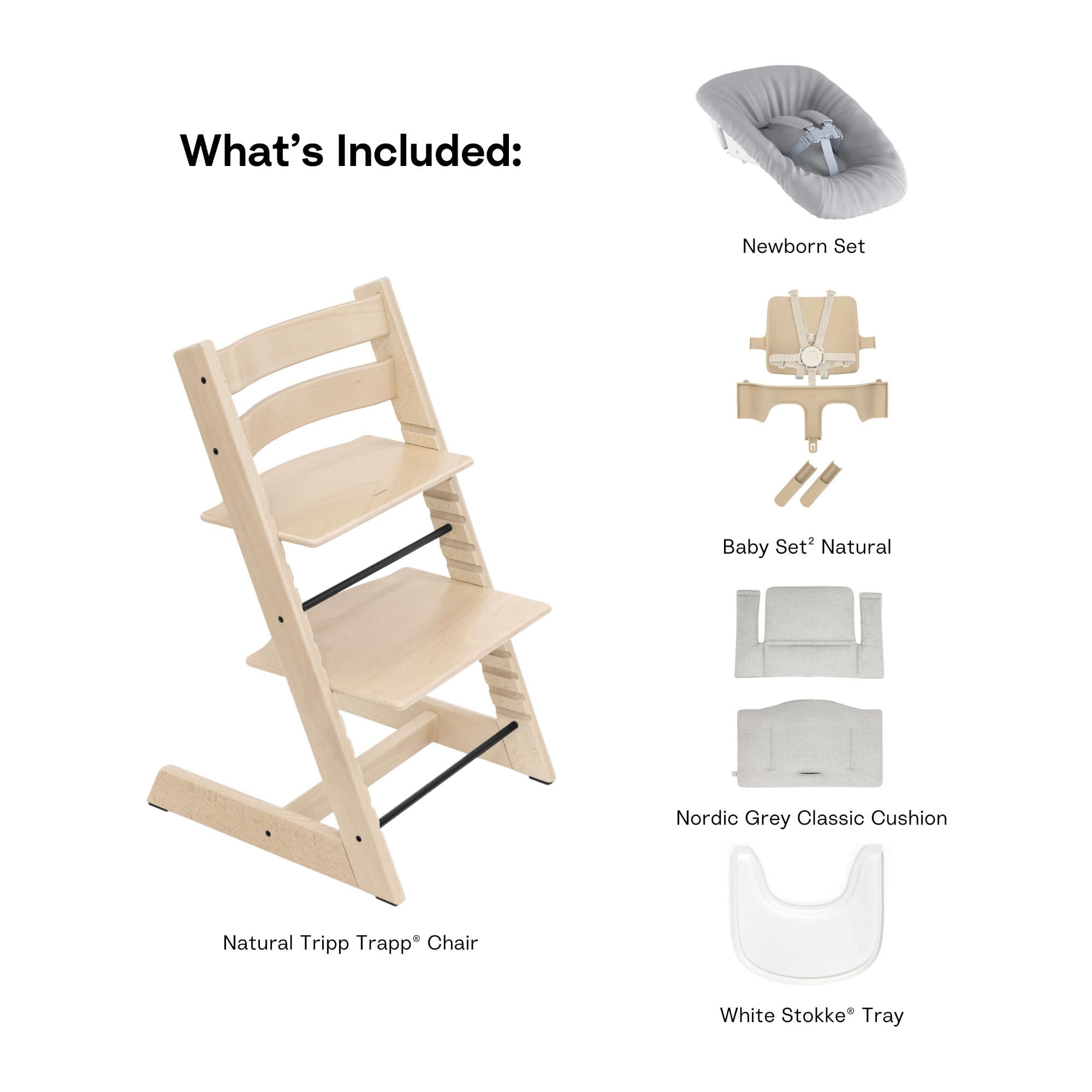 stokke tripp trapp cushion nordic grey Stokke Tripp Trapp High Chair² with Cushion, Tray and Newborn Set