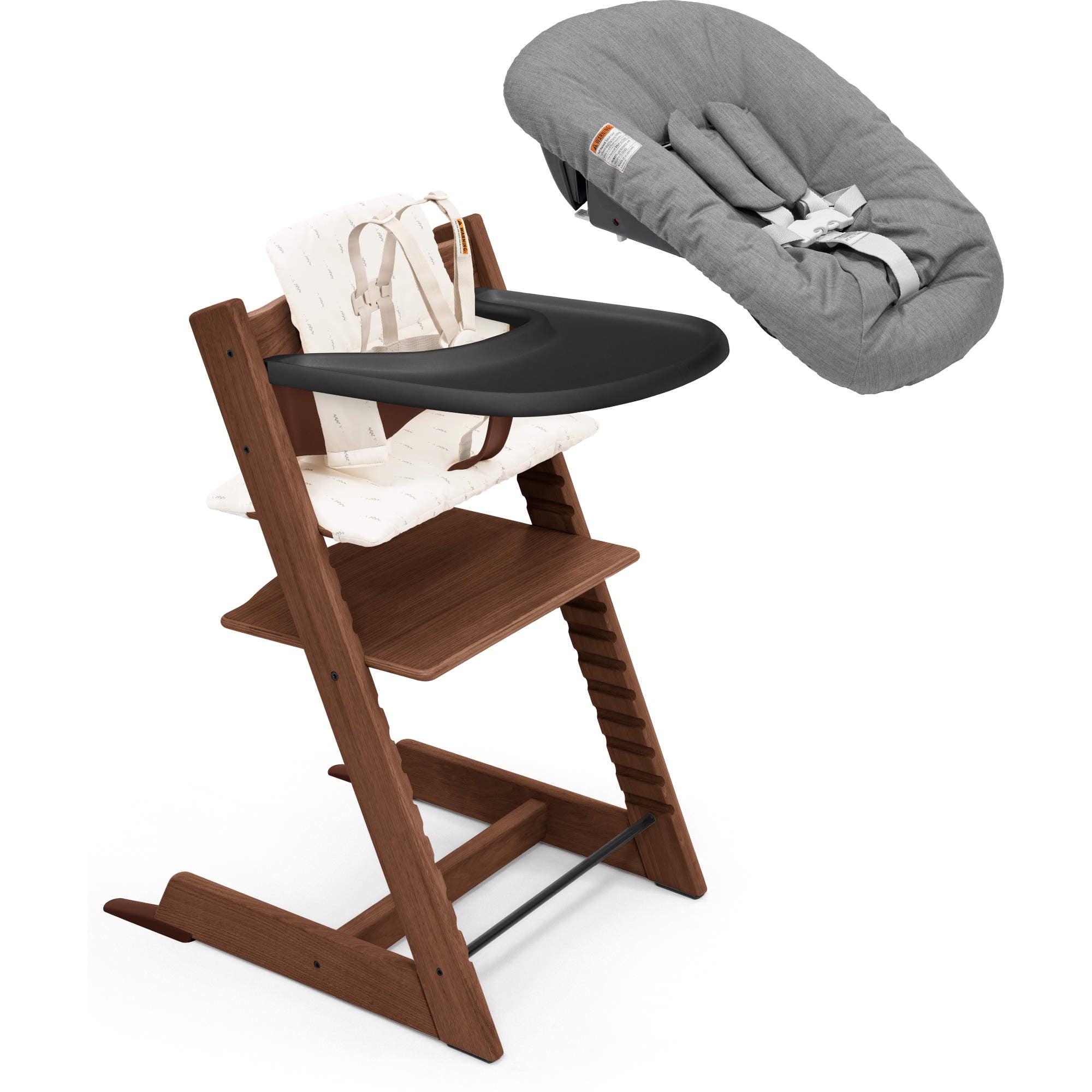 stokke black tripp trapp Stokke Tripp Trapp High Chair² with Cushion, Tray and Newborn Set