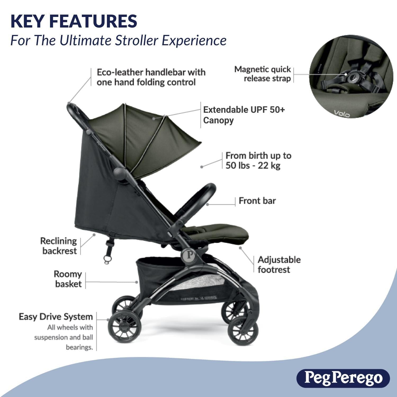 Peg Perego Volo Stroller + Travel Bag