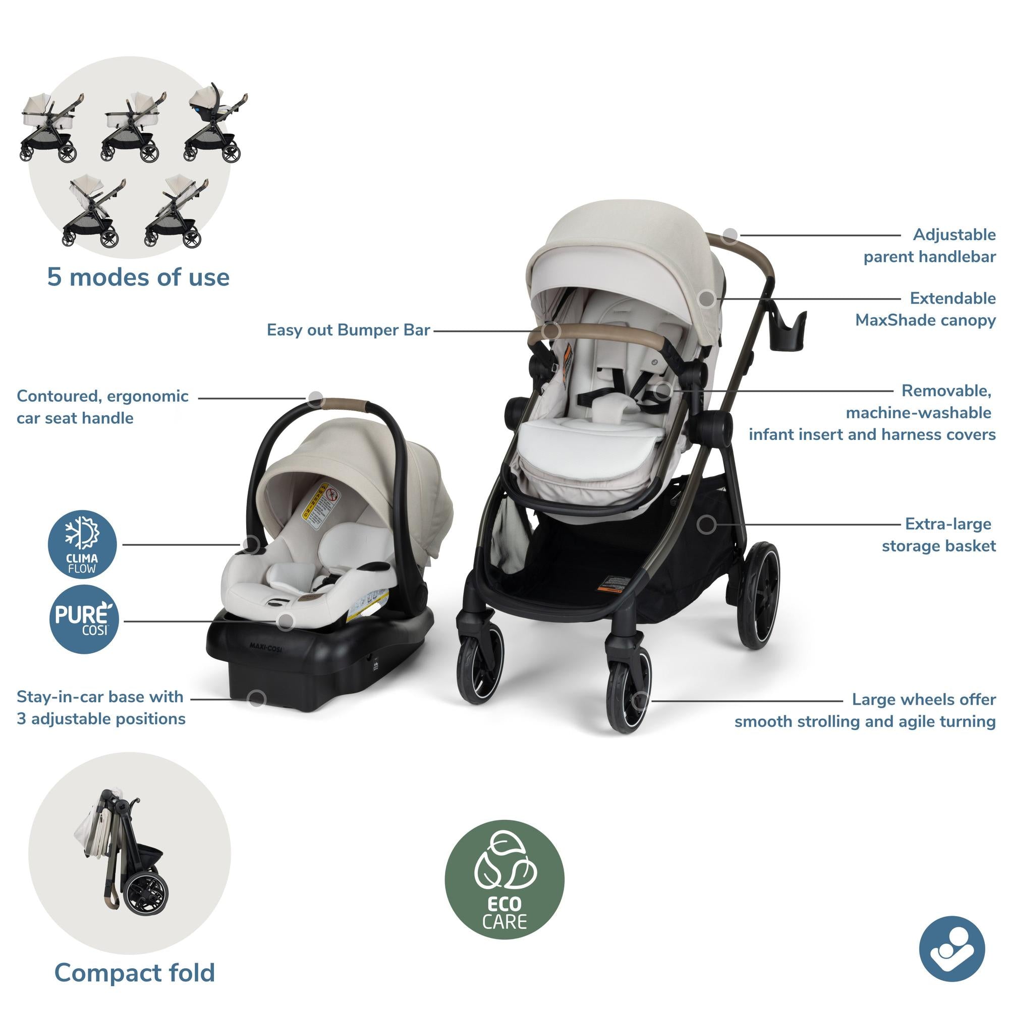 maxi cosi leather handle Maxi-Cosi Zelia Pro 5-in-1 Modular Travel System