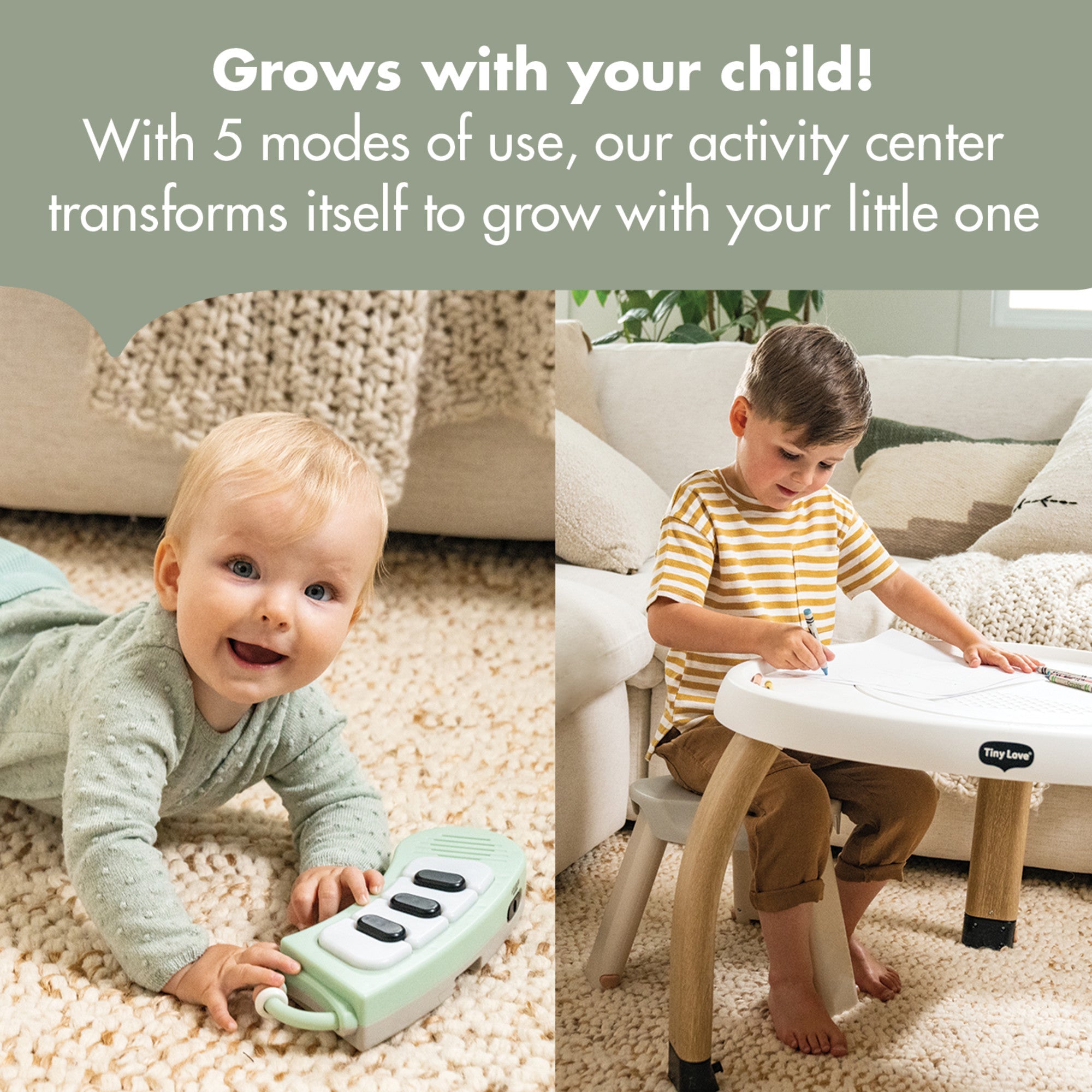 Tiny Love 5-in-1 Stationary Activity Center | Black & White Décor Collection