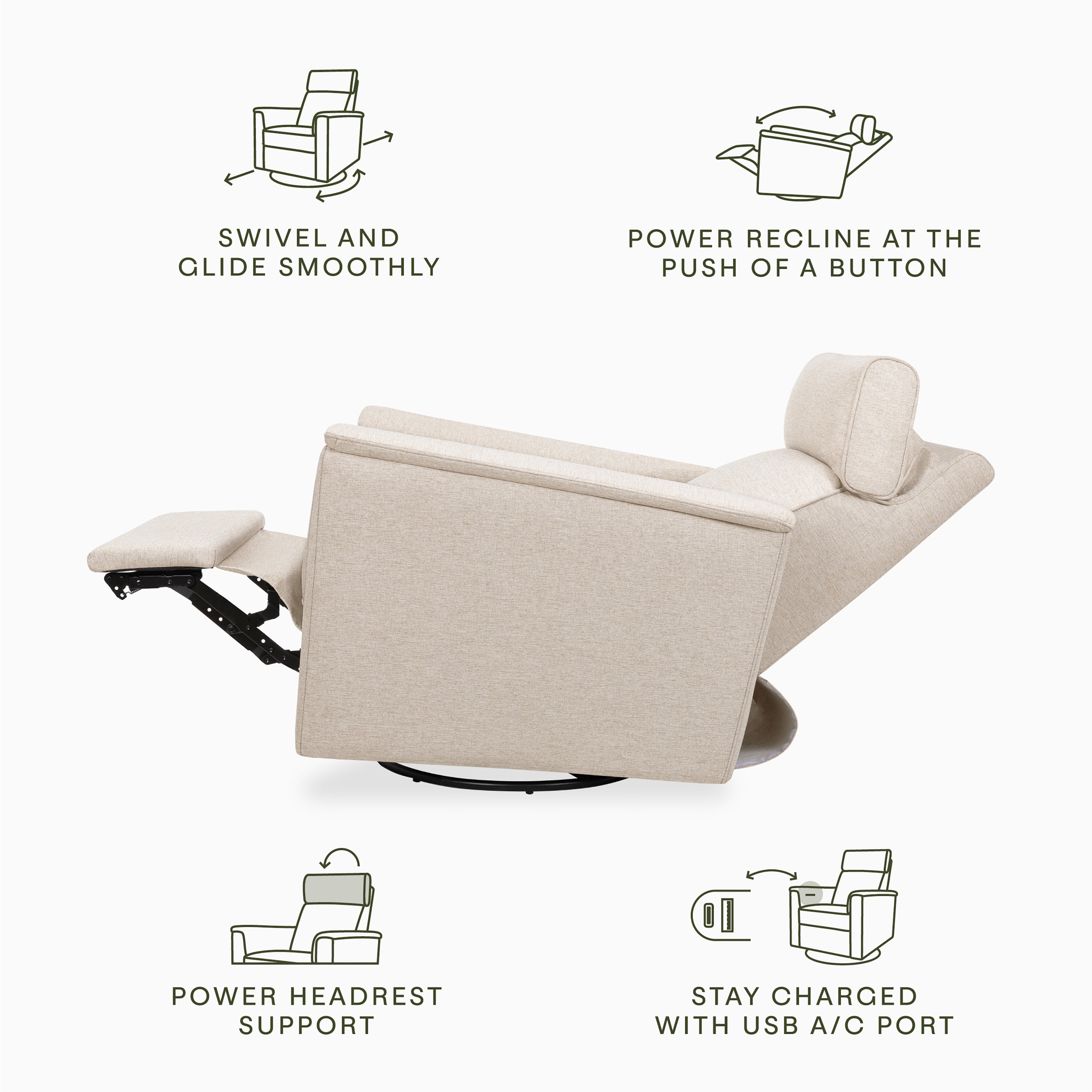 Monogram by Namesake Willa Plus Power Glider Recliner + Power Headrest