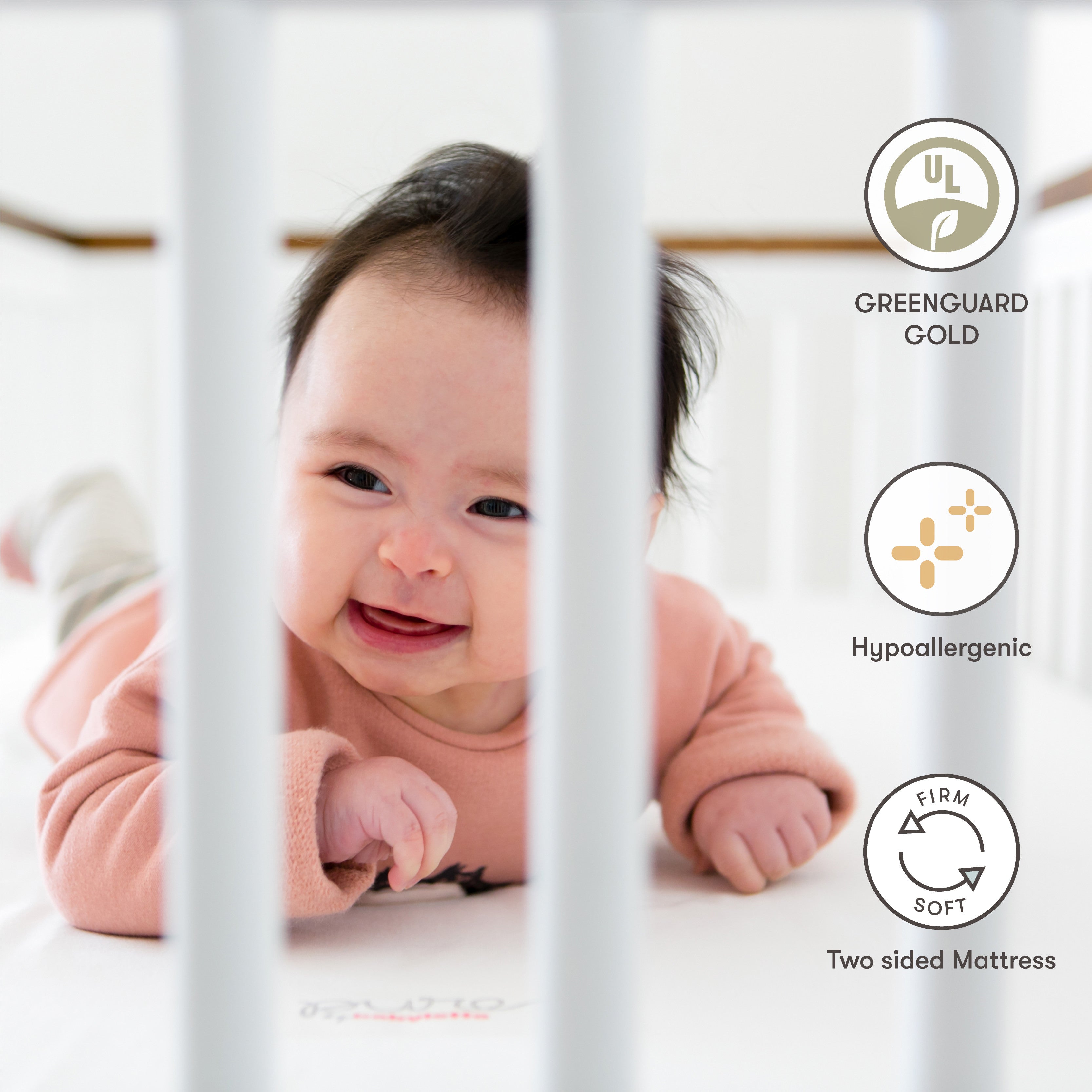 Babyletto Pure Core Crib Mattress w/ Hybrid Quilted Waterproof Cover (2-Stage)